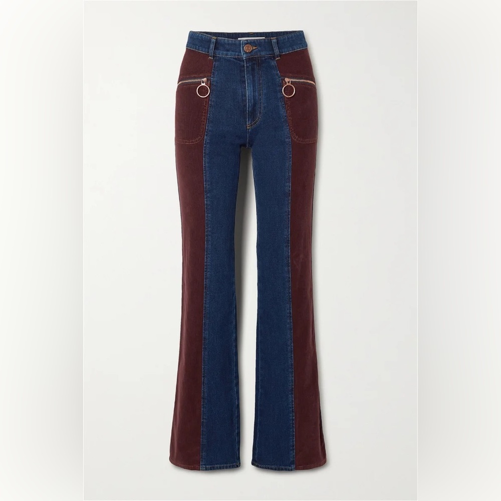 SEE BY CHLOÉ

Stretch-Cotton Corduroy-Paneled High-Rise Flared Jeans. Size 26